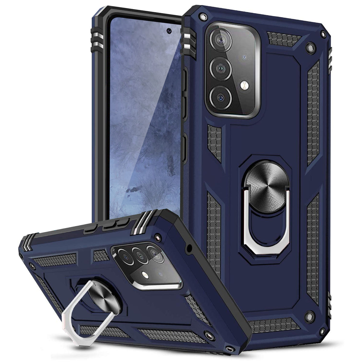 TJS "DuoGuard" Ring Kickstand Phone Case for SAMSUNG GALAXY A53 5G
