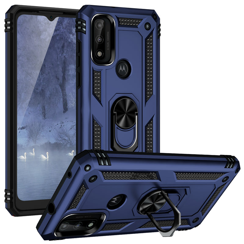 TJS "DuoGuard" Ring Kickstand Phone Case for Motorola G Pure 2021