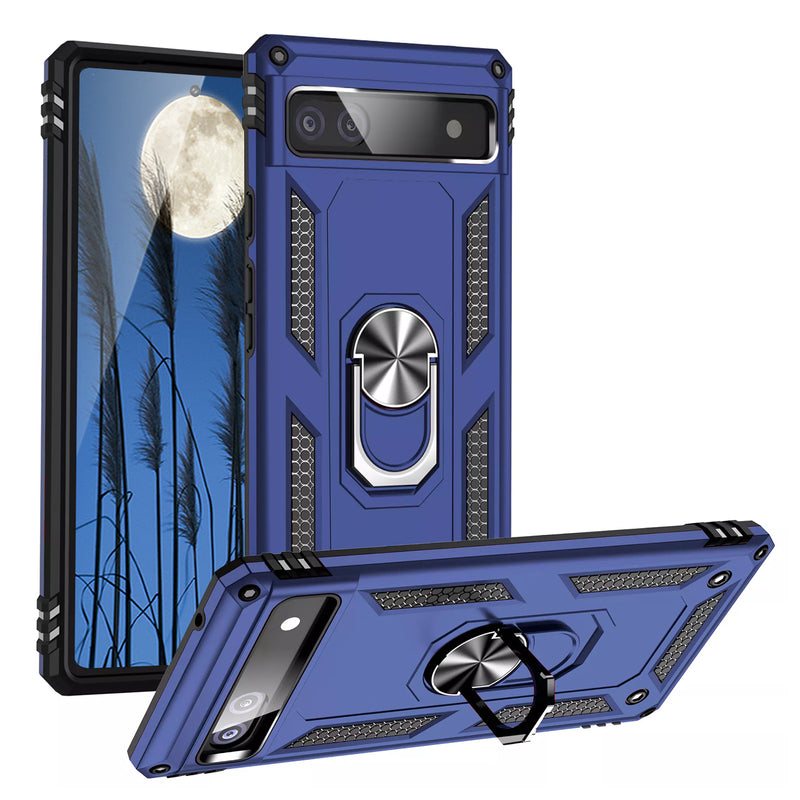 TJS "DuoGuard" Ring Kickstand Phone Case for Google Pixel 6A