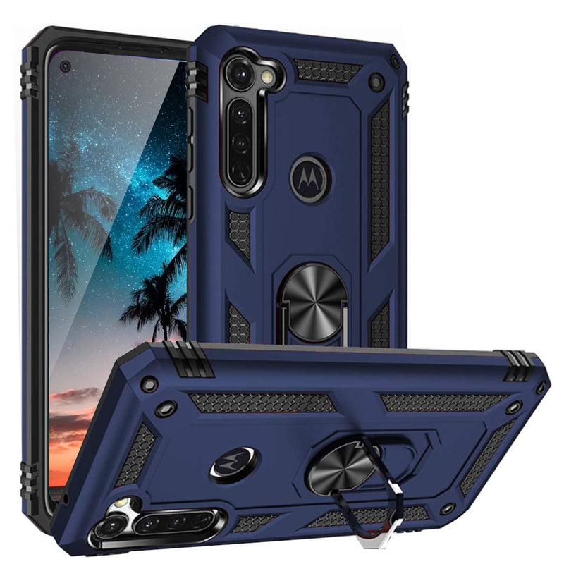 TJS "DuoGuard" Ring Kickstand Phone Case for Motorola Moto G Stylus 2020