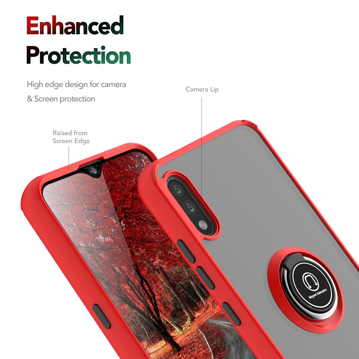 TJS "Define" Ring Kickstand Phone Case for LG K22, LG K22+, LG K32