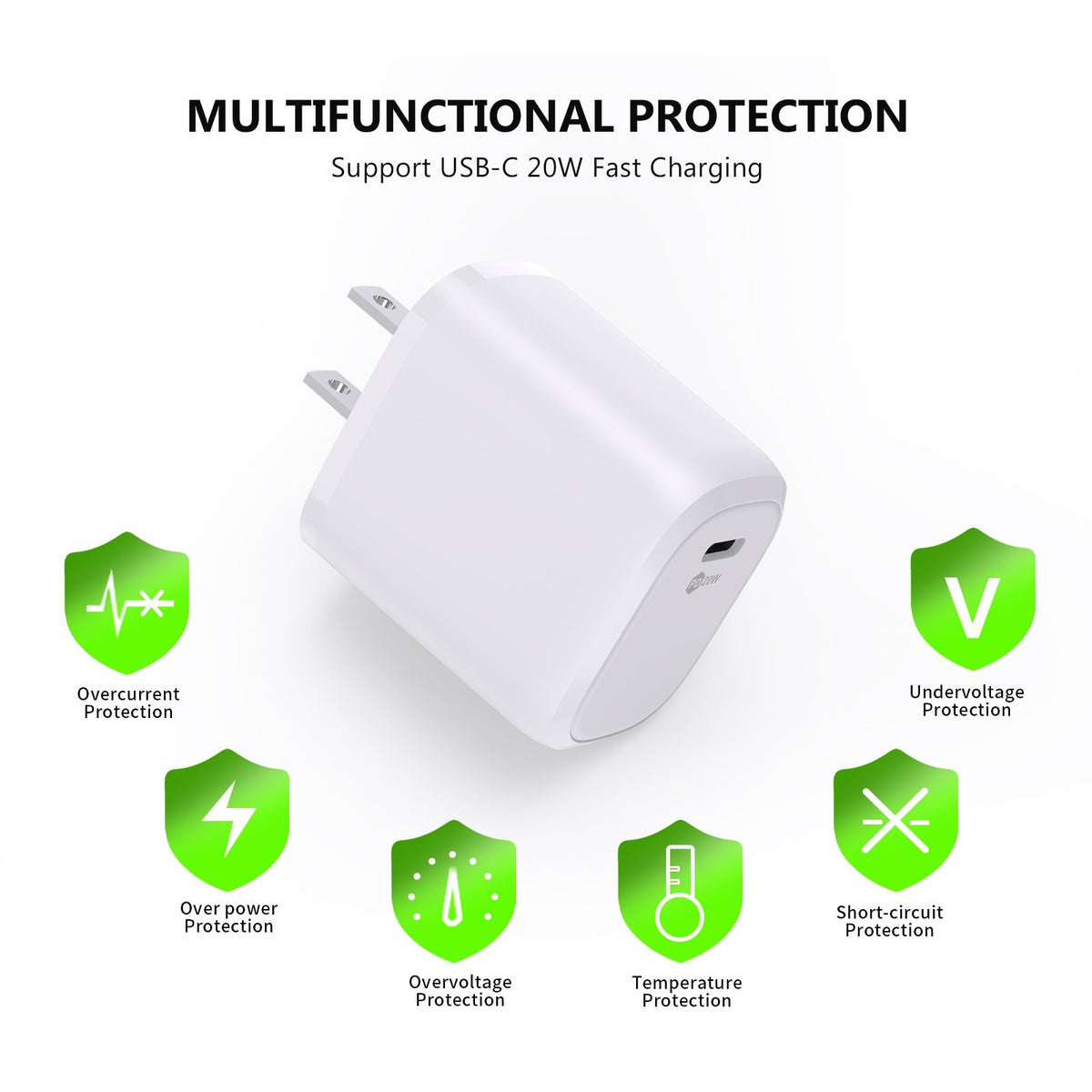 ESOULK USB-C 20W PD Fast Wall Charger - White