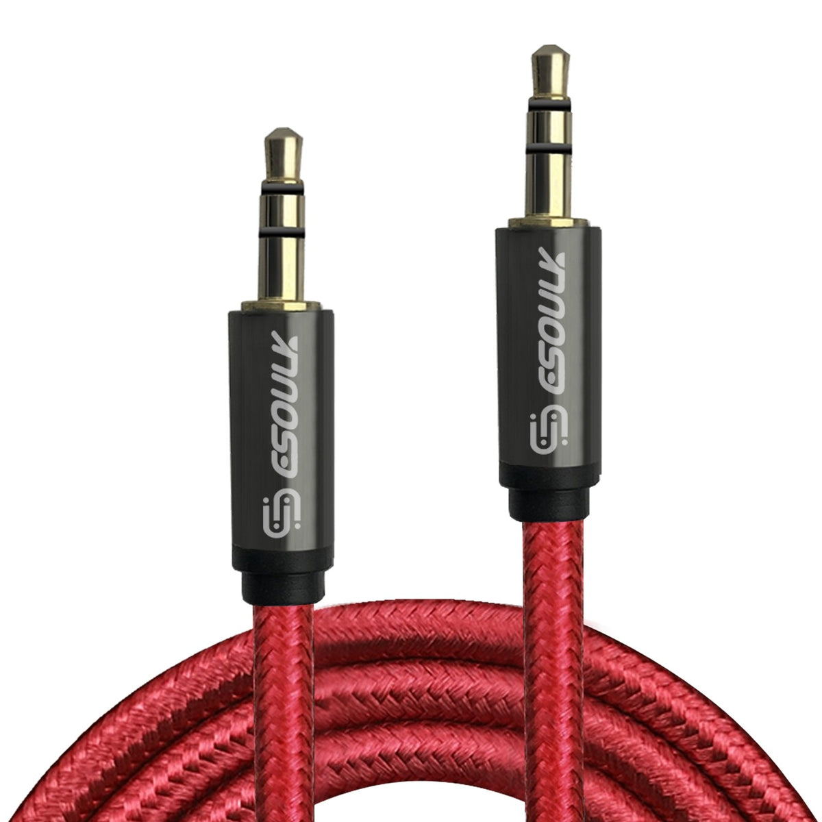 ESOULK 4ft/10ft 3.5mm Auxiliary Audio Braided Cable Black