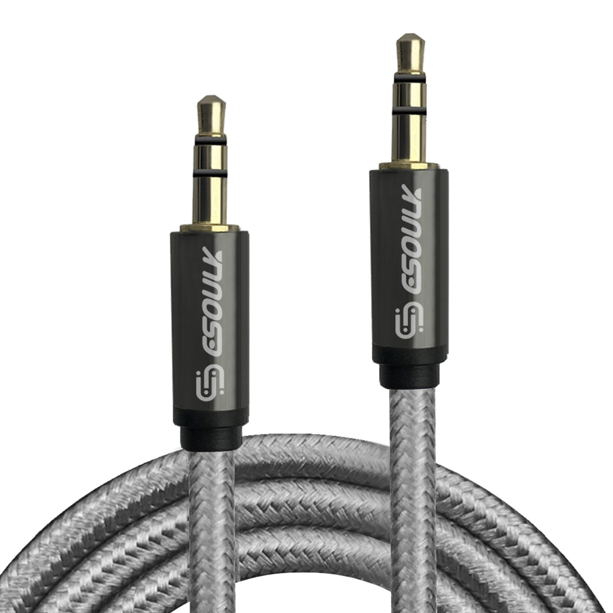 ESOULK 4ft/10ft 3.5mm Auxiliary Audio Braided Cable Black