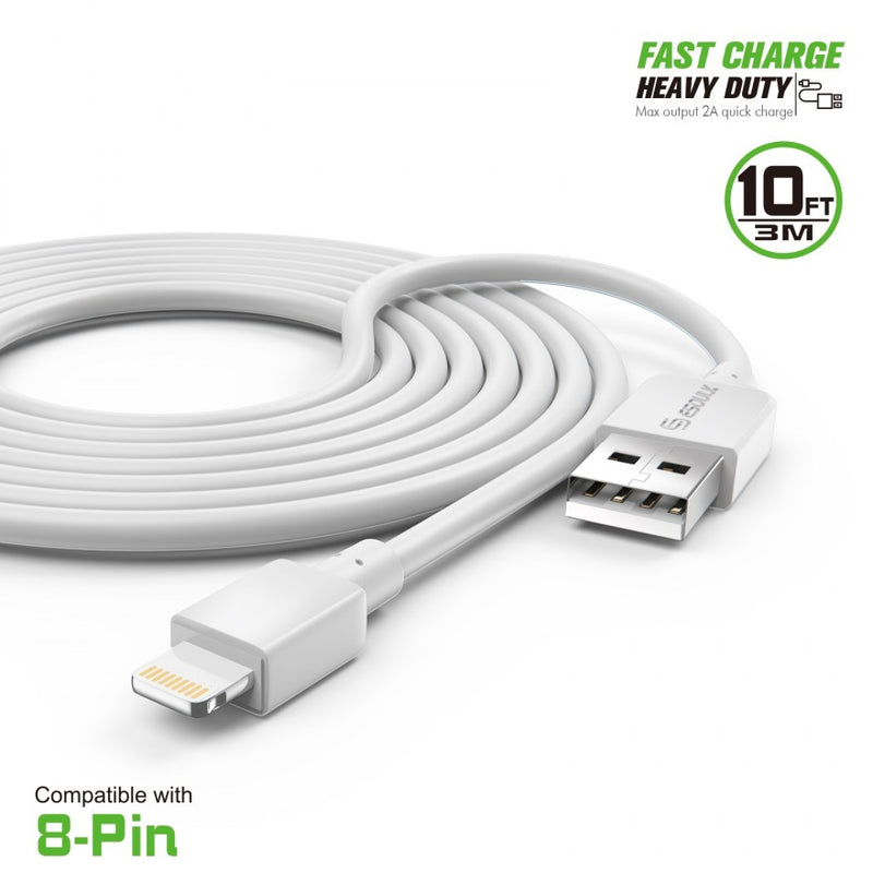 ESOULK 10ft/3m 2A USB To Lightning Heavy Duty Charge/Sync Cable