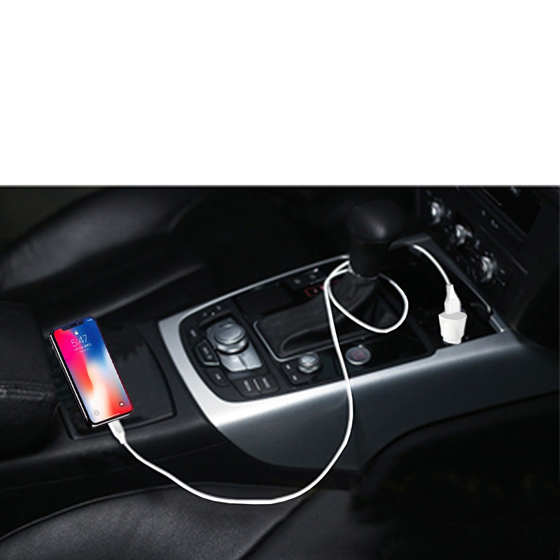 ESOULK 12W 2.4A Dual USB Travel Car Charger with 5ft USB to Lightning Charging Cable