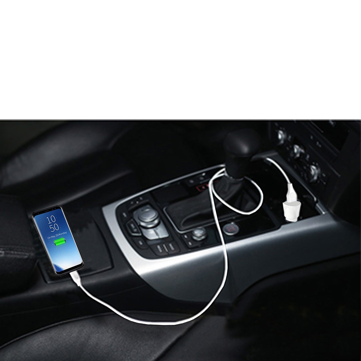 ESOULK 12W 2.4A Dual USB Travel Car Charger with 5ft USB to USB-C Charging Cable