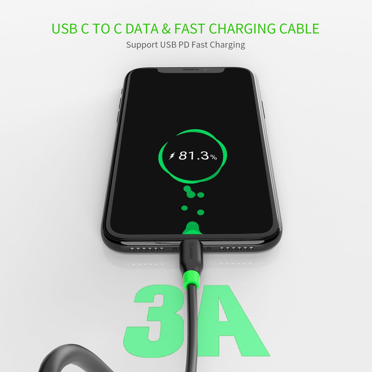 ESOULK 6ft/1.8m USB C To C Cable TPE Material (Max Output 20V 3A 60W)