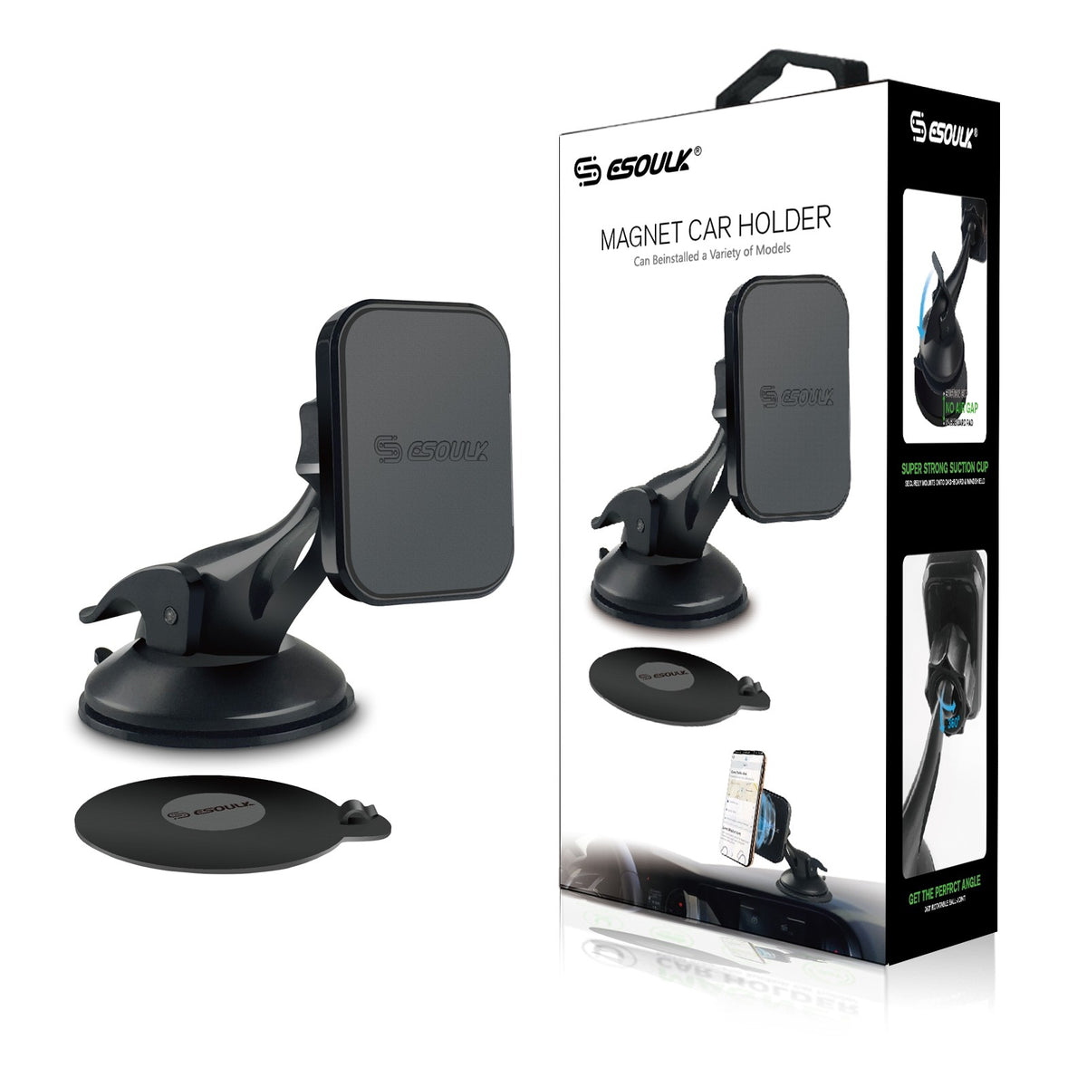 ESOULK Magnetic Car Holder Dashboard Windshield Mount With Dashboard Pad