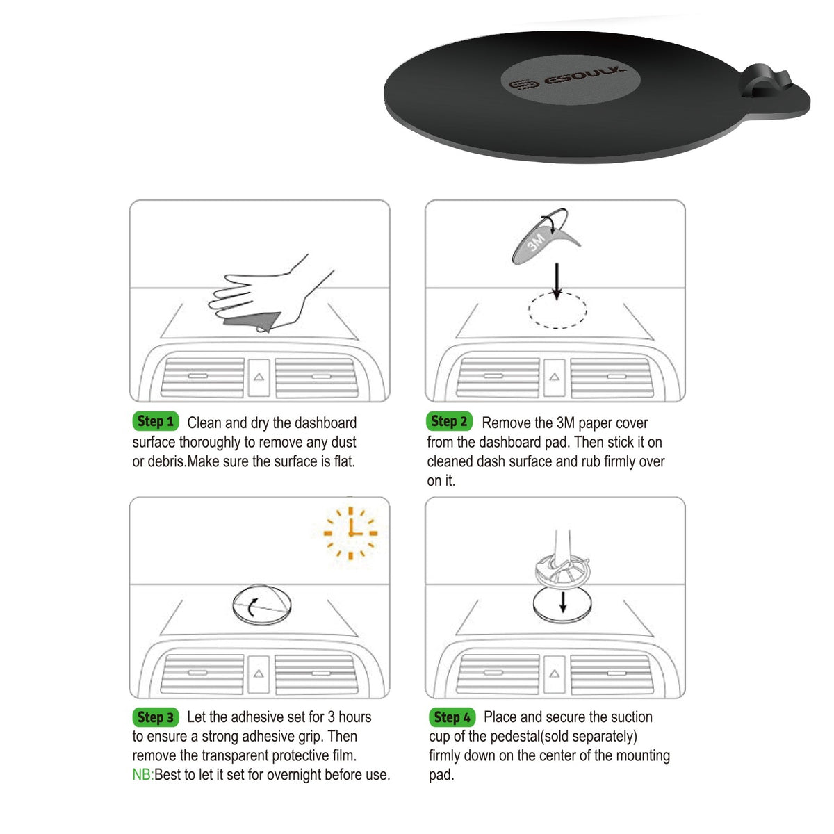 ESOULK Magnetic Car Holder Dashboard Windshield Mount With Dashboard Pad