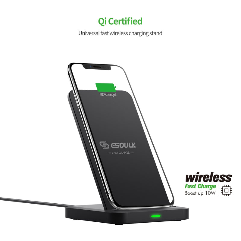 ESOULK QI 10W Vertical Double Coil Wireless Fast Charger