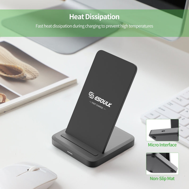 ESOULK QI 10W Vertical Double Coil Wireless Fast Charger