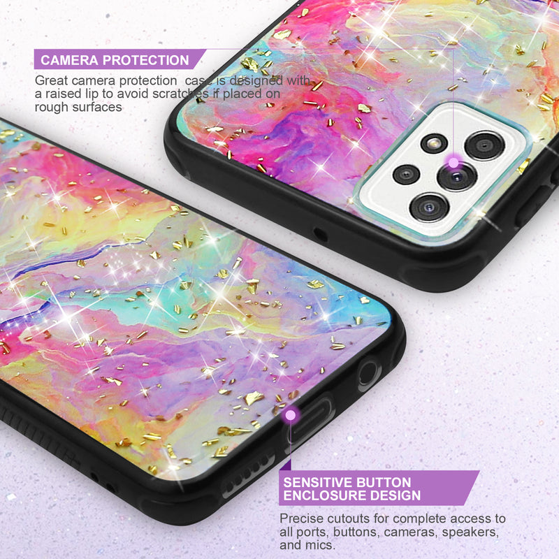 TJS "Minerva" Glitter TPU Phone Case for Samsung Galaxy A52 5G - Rainbow