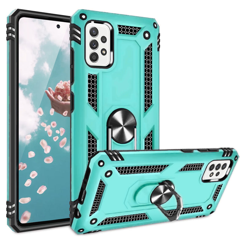 TJS "DuoGuard" Ring Kickstand Phone Case for Samsung Galaxy A52 5G