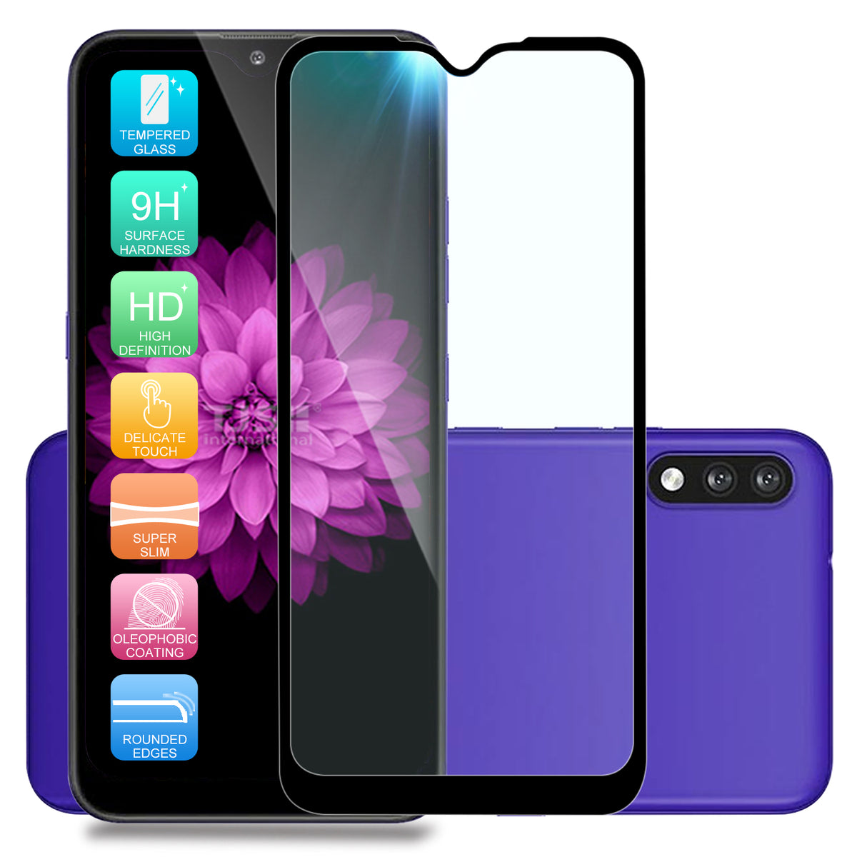 TJS [2-Pack] Full Coverage Tempered Glass Screen Protector for LG K22, LG K22+, LG K32