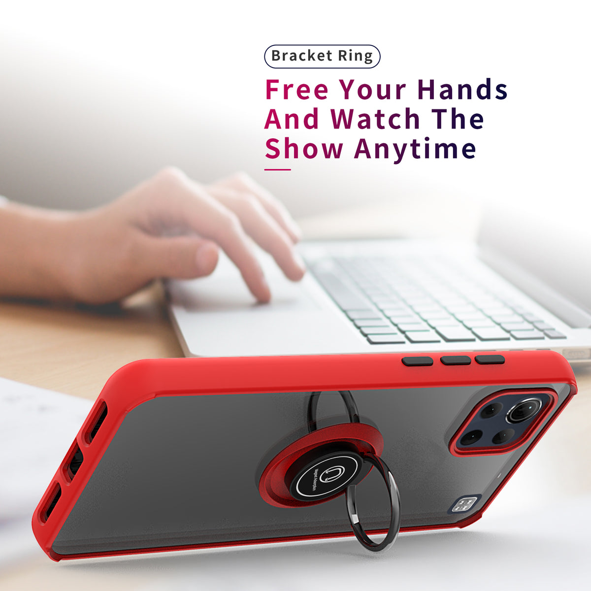 TJS "Define" Ring Kickstand Phone Case for LG K92 5G