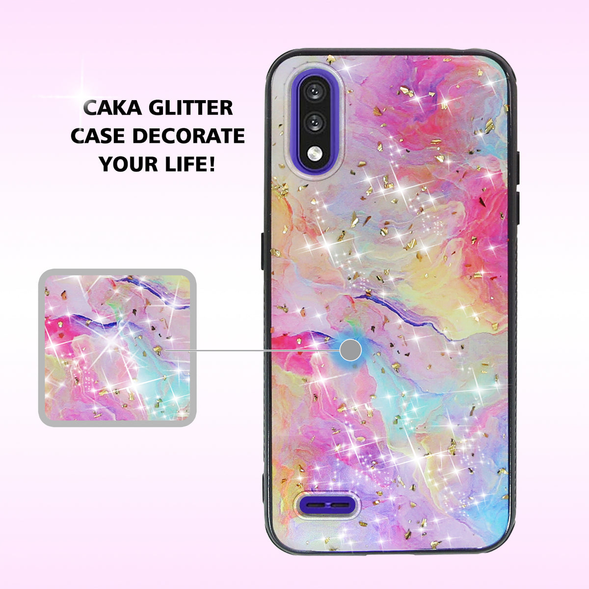 TJS "Minerva" Glitter TPU Phone Case for LG K22, LG K22+, LG K32 - Rainbow