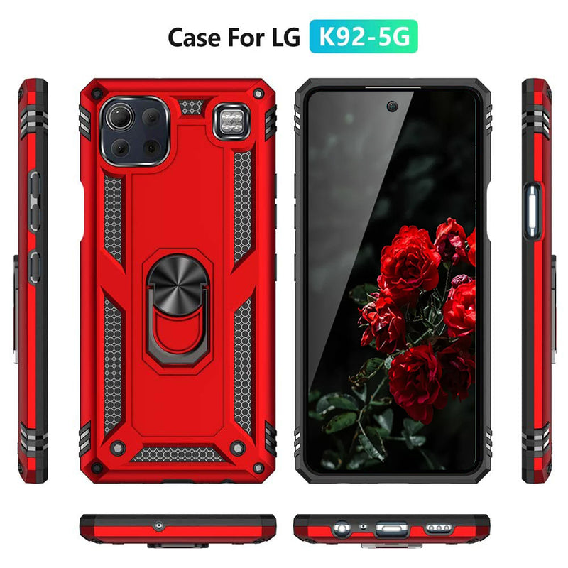 TJS “DuoGuard” Ring Kickstand Phone Case for LG K92 5G