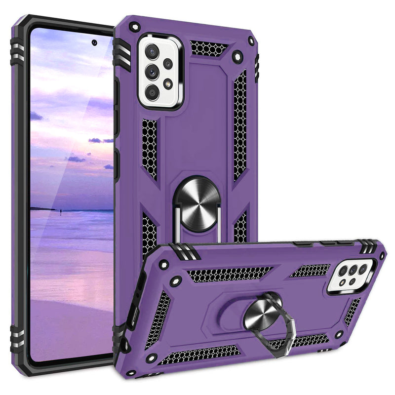 TJS "DuoGuard" Ring Kickstand Phone Case for Samsung Galaxy A52 5G