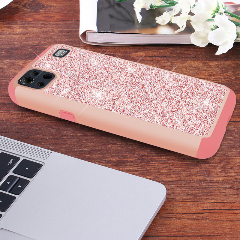 TJS "Sapphire" Hybrid Glitter Phone Case for LG K92 5G