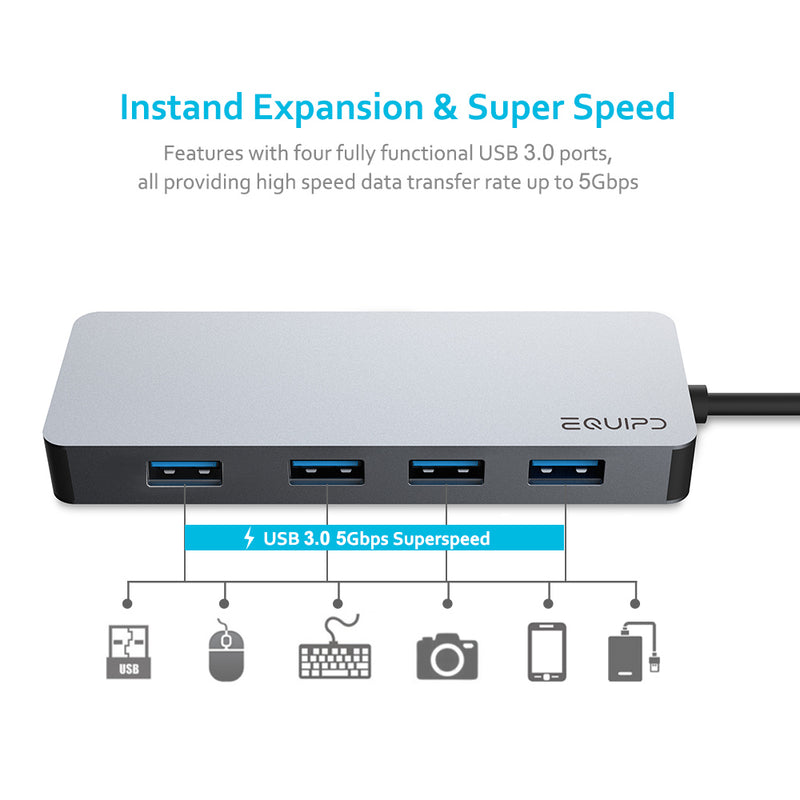 USB C Hub Aluminum USB C Adapter Hub with 4 USB 3.0 Ports - InfinityAccessories017
