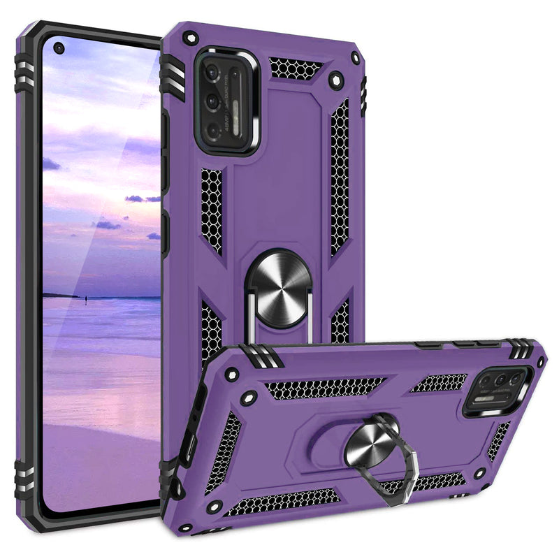 TJS "DuoGuard" Ring Kickstand Phone Case for Motorola Moto G Stylus 2021