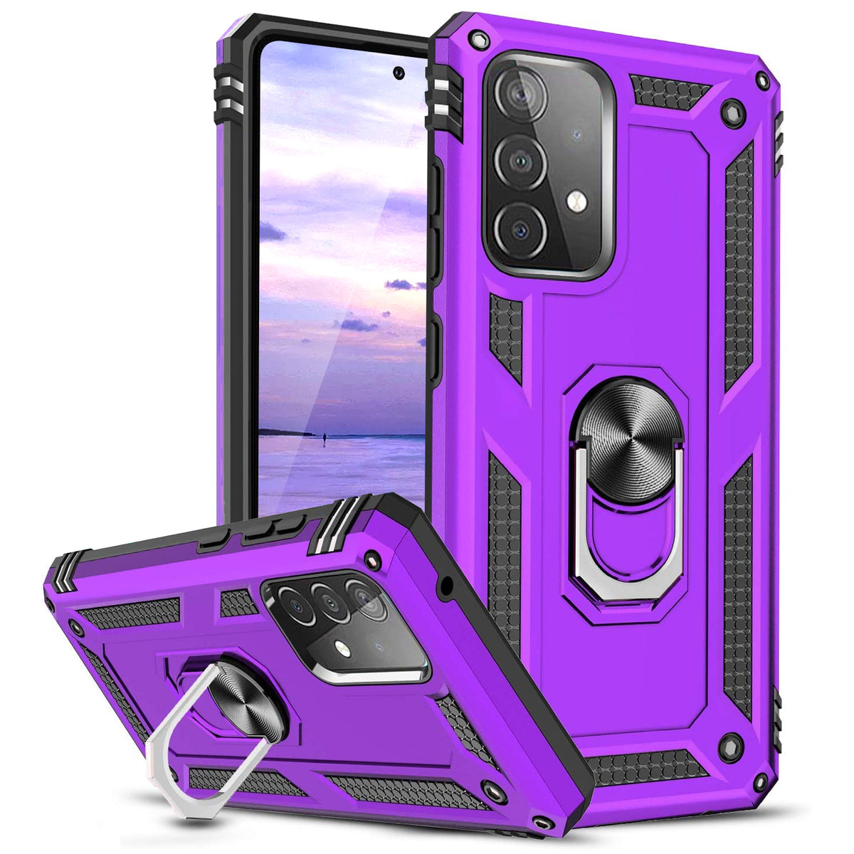 TJS "DuoGuard" Ring Kickstand Phone Case for SAMSUNG GALAXY A53 5G