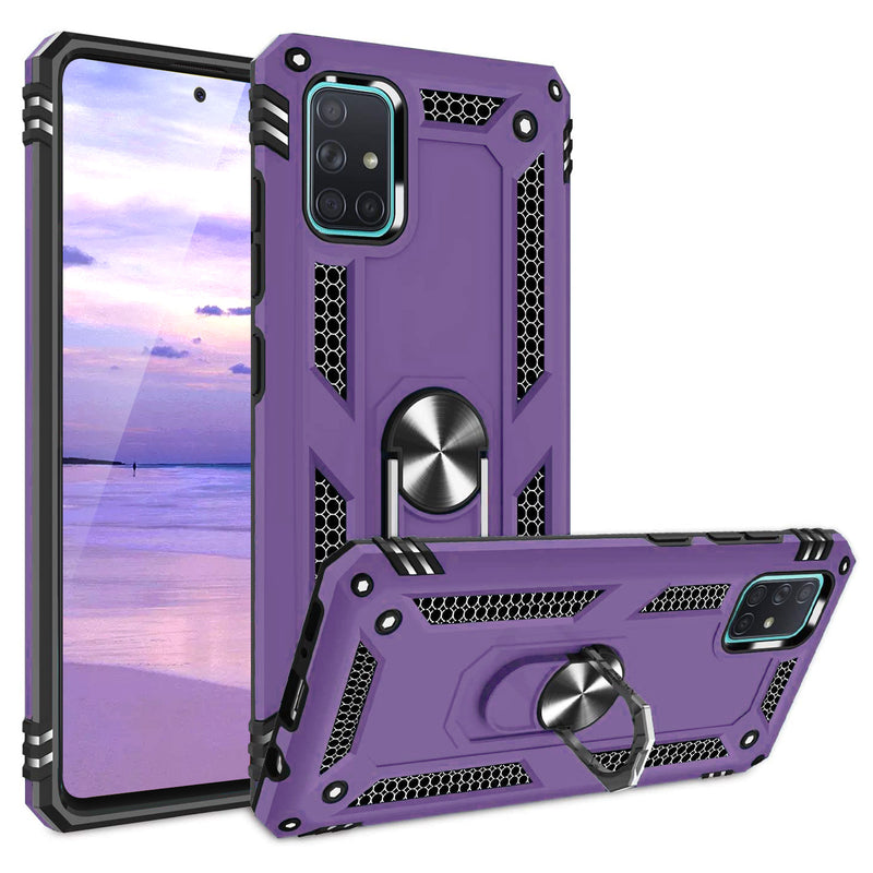 TJS "DuoGuard" Ring Kickstand Phone Case for Samsung Galaxy A51