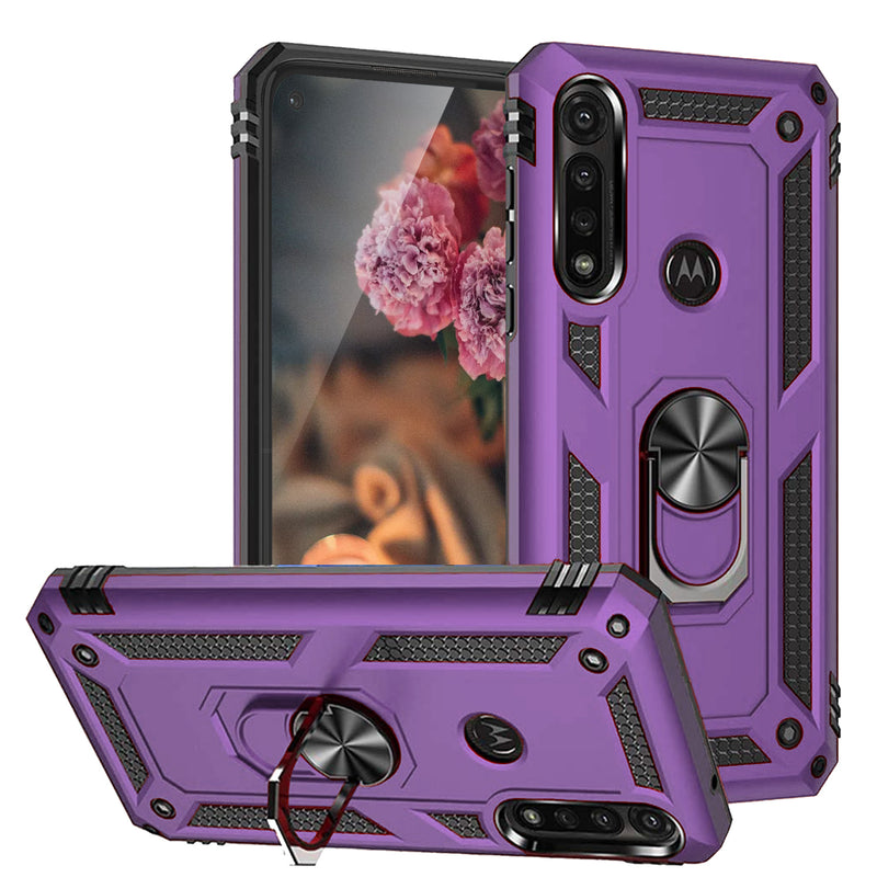 TJS "DuoGuard" Ring Kickstand Phone Case for Motorola Moto G Power 2020
