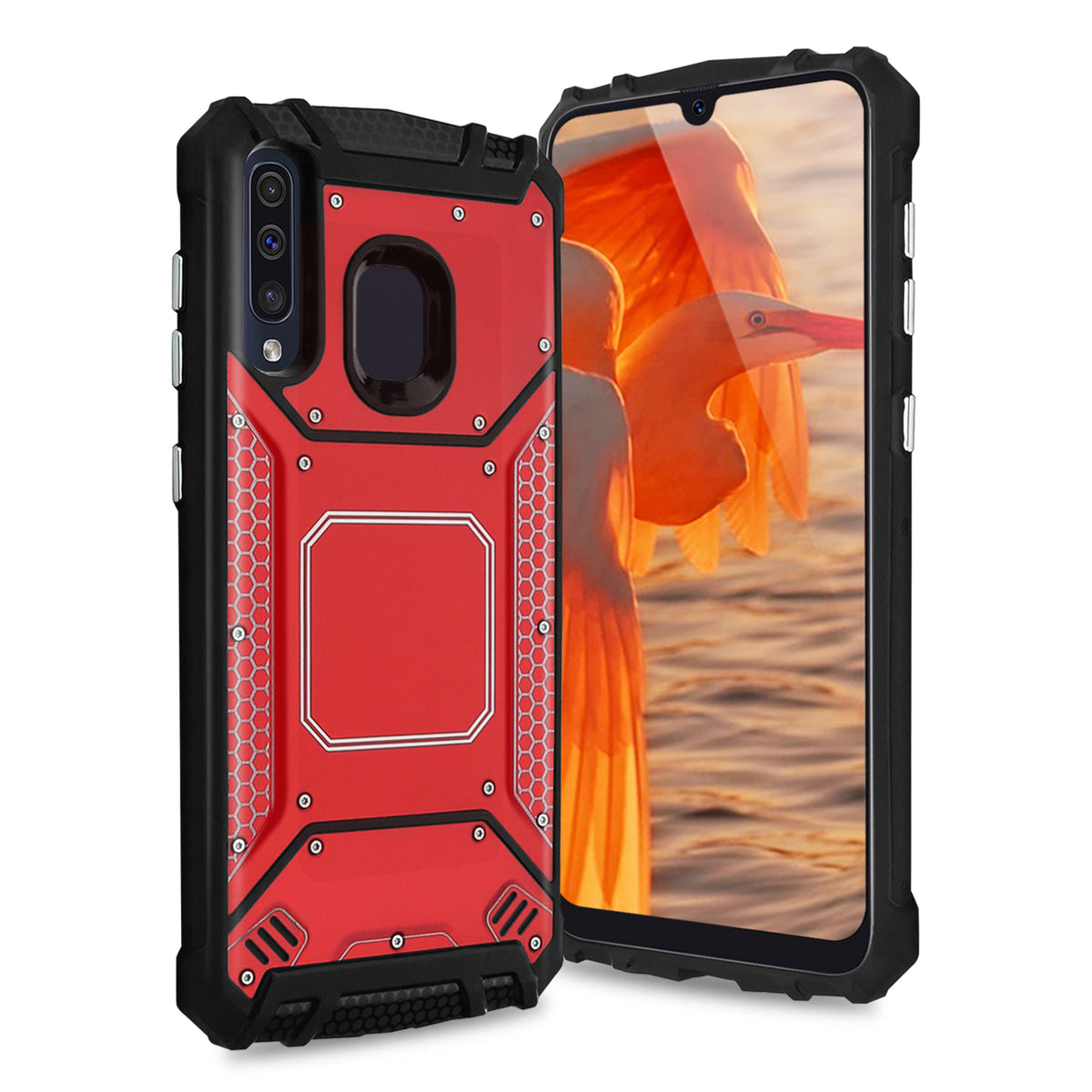 TJS "TankMate" Built-in Metal Plate Aluminum Phone Case for Galaxy A20, Galaxy A30, Galaxy A50 - InfinityAccessories017