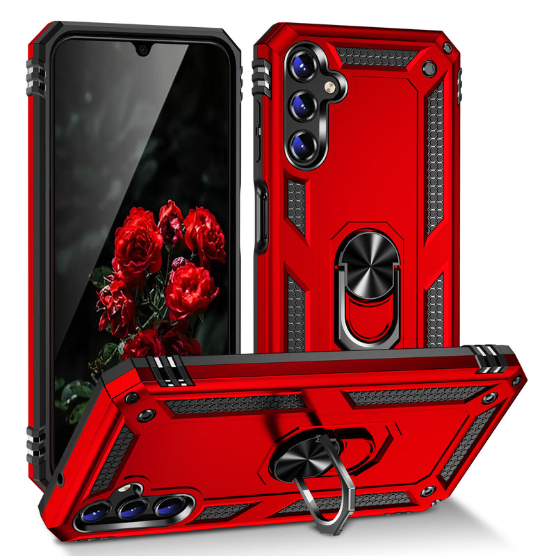 TJS "DuoGuard" Ring Kickstand Phone Case for Samsung Galaxy A14 5G