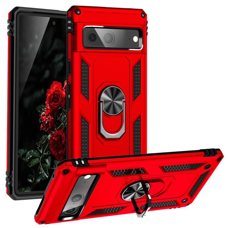 TJS "DuoGuard" Ring Kickstand Phone Case for Pixel 7