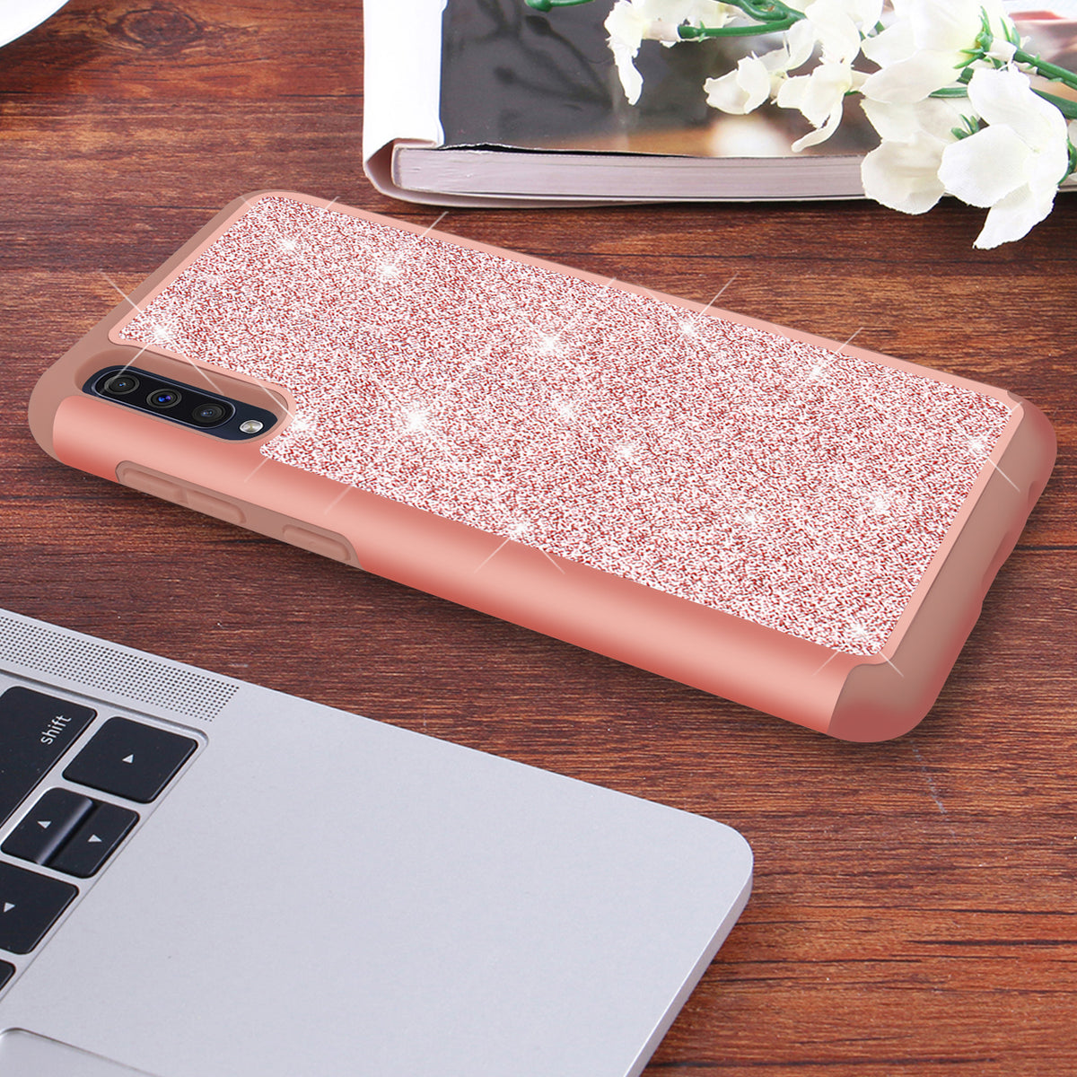 TJS "Sapphire" Hybrid Glitter Phone Case for Galaxy A50 - InfinityAccessories017