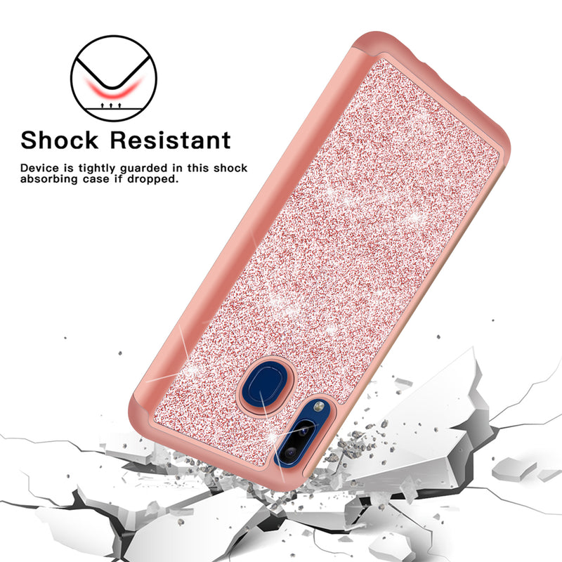 TJS "Sapphire" Hybrid Glitter Phone Case for Galaxy A20, Galaxy A30 - InfinityAccessories017
