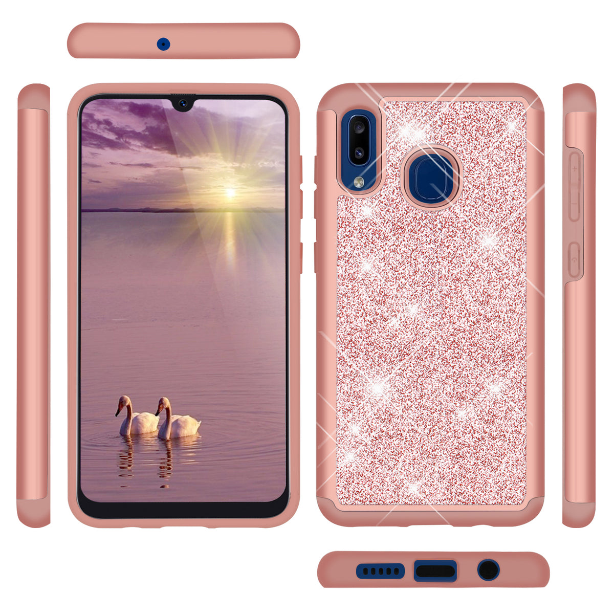TJS "Sapphire" Hybrid Glitter Phone Case for Galaxy A20, Galaxy A30 - InfinityAccessories017