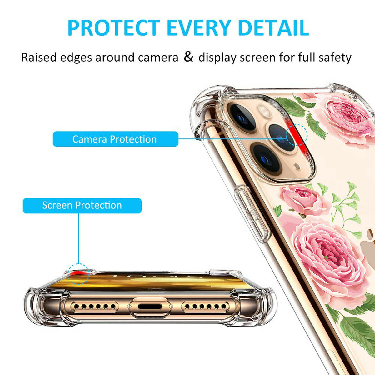 TJS "Ceres" Flower Design Clear TPU Phone Case for iPhone 11, iPhone 11 Pro, iPhone 11 Pro Max - InfinityAccessories017