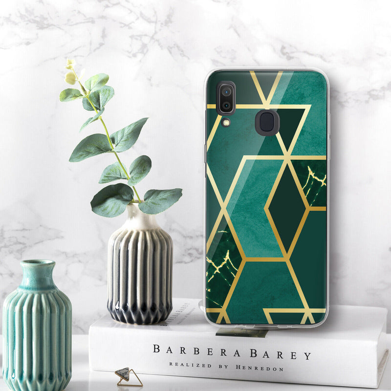 TJS "Juno" Marble Design IMD TPU Phone Case for Galaxy A20, Galaxy A30 - InfinityAccessories017