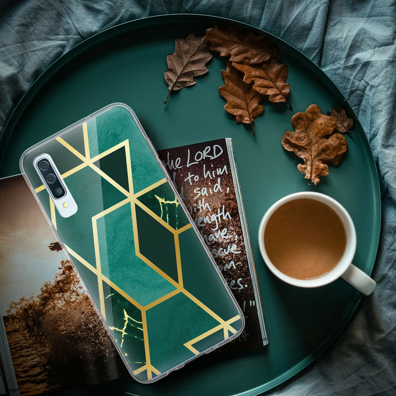 TJS "Juno" Marble Design IMD TPU Phone Case for Galaxy A50 - InfinityAccessories017