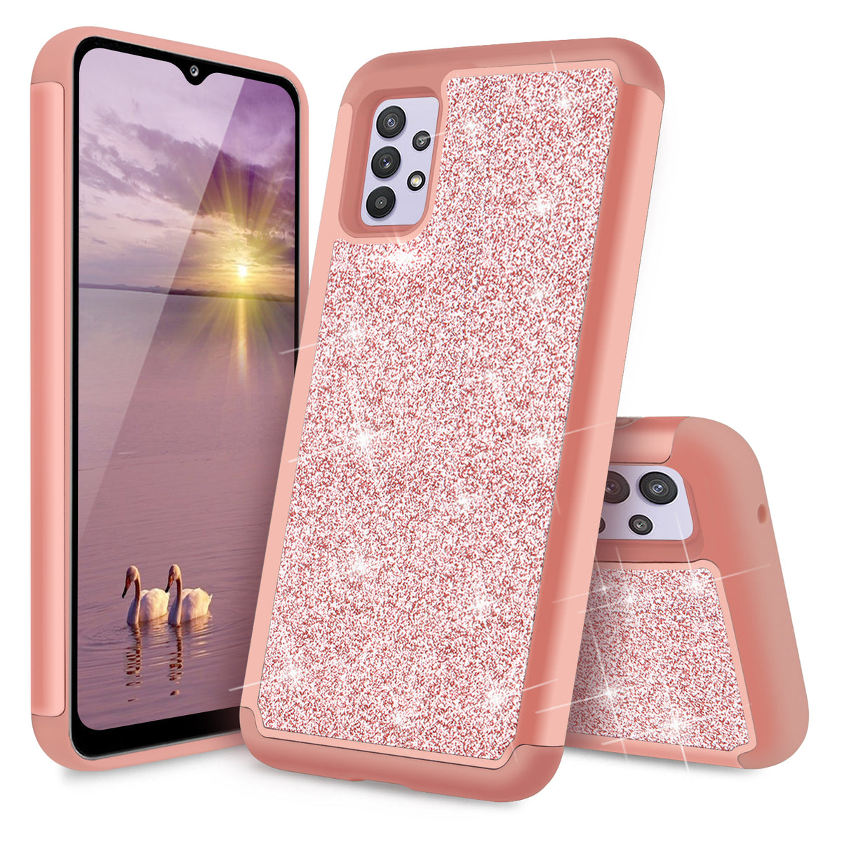 TJS "Sapphire" Hybrid Glitter Phone Case for Samsung Galaxy A32 5G