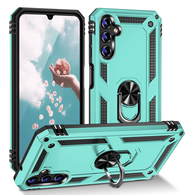 TJS "DuoGuard" Ring Kickstand Phone Case for Samsung Galaxy A14 5G