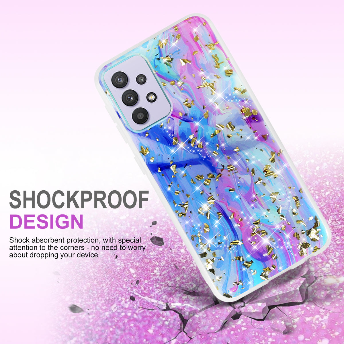 TJS "Minerva" Glitter TPU Phone Case for Samsung Galaxy A32 5G - Colorful Galaxy